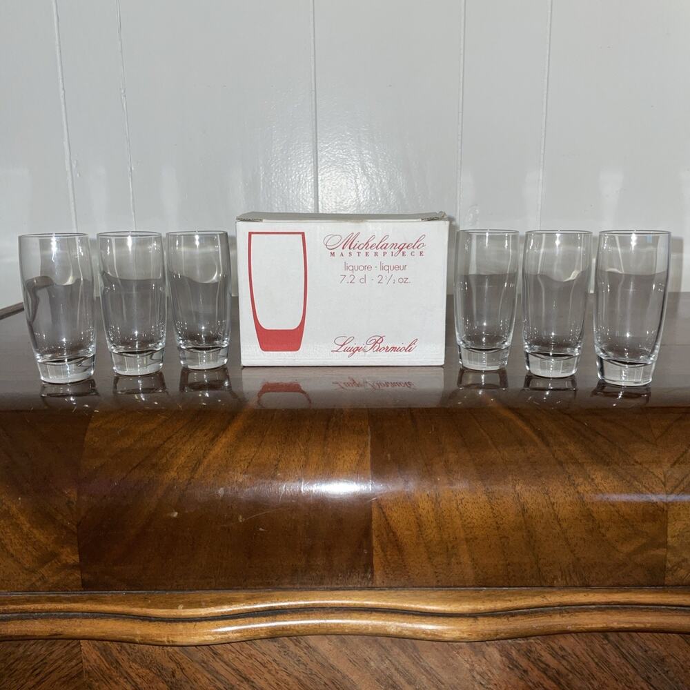 6 - Luigi Bormioli Italy Michelangelo Masterpiece Crystal Shot Glasses 2.5oz